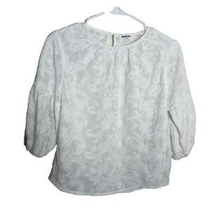 Kindred Blouse Women's Medium Sheer Cottage Floral Textured Boho Summer Top